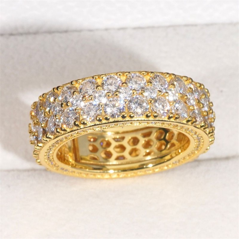 Ruif Jewelry S925 Silver Full diamond D Moissanite tow row stone Hip Hop light luxury rings Ruif Jewelry S925 Silver Full diamond D Moissanite tow row stone Hip Hop light luxury rings