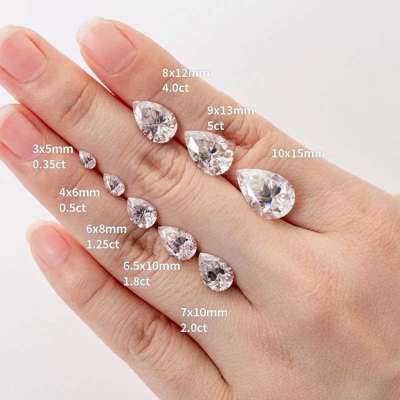 Ruif Jewelry Wholesale Price DEF Color  Pear Cut Moissanite Loose Gemstone with GRA Certificate for Jewelry Making