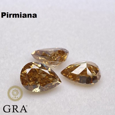 Ruif Jewelry Cuatom Made 100% Original Dark Champagne Color Pear Shape Loose Moissanite Stone VVS1 Excellent with GRA Report for Diy Jewery