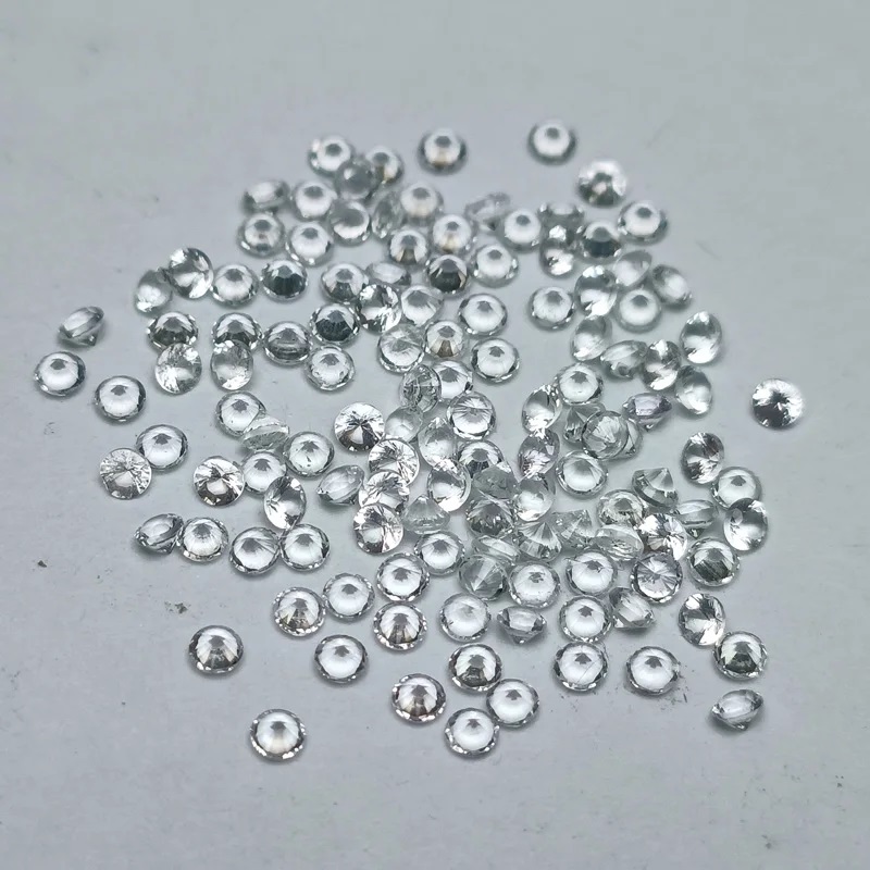 Pirmiana Wholesale Price 1.0ct/bag  0.80-2.50mm Diamond Cut Natural White Sapphire Round Brilliant Cut Loose Gemstone for Jewelry Making