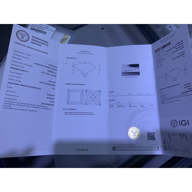 Ruif Jewelry 1.98ct Green Lab Grown Diamonds IGI certificate LG732561296 Diamonds for DIY Jewelry Making Size Customizable