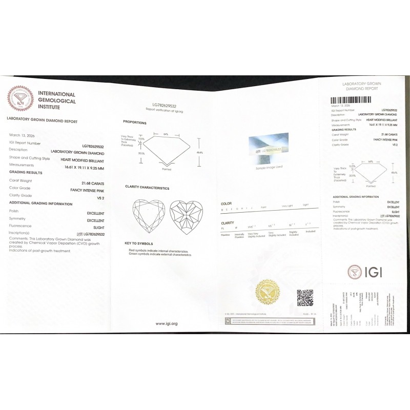 Ruif Jewelry Heart Cut 21.68ct Lab Grown Diamond With IGI Certificate LG782629532