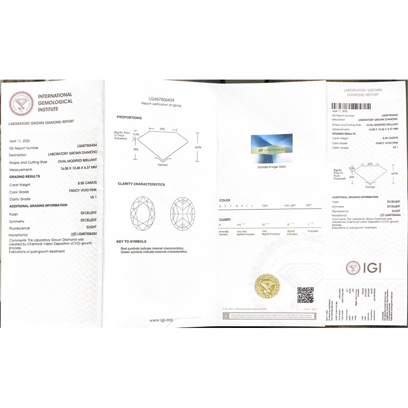 Ruif Jewelry Oval Cut 8.58ct Lab Grown Diamond With IGI Certificate LG687506434