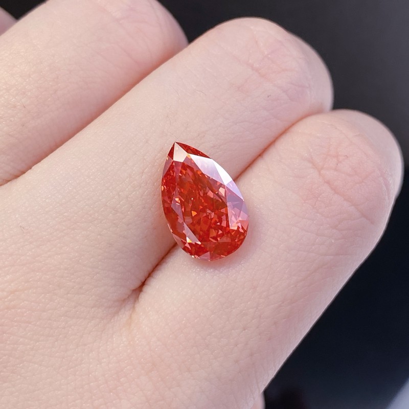 Ruif Jewelry Pear Shap 5.14CT Red Lab Grown Diamond with IGI certificate LG728565804
