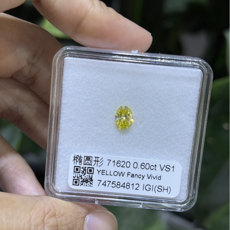 Ruif Jewelry Oval Shape 0.60CT Yellow Lab Grown Diamond with IGI certificate LG747584812