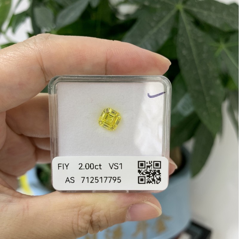 Ruif Jewelry Asscher Cut 2.0CT Yellow Lab Grown Diamond with IGI certificate LG712517795