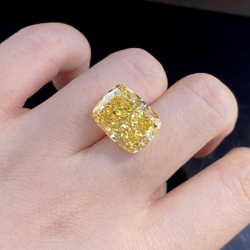 Ruif Jewelry Cushion Cut 12.25CT Yellow Lab Grown Diamond with IGI certificate LG734514739