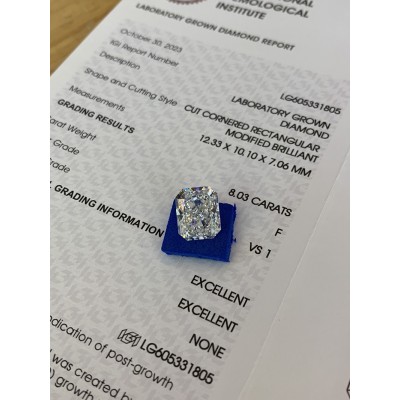 Ruif Jewelry  CVD 8.03ct ＦVS1 Lab Grrown Diamond with IGI Certificate stock for Sale