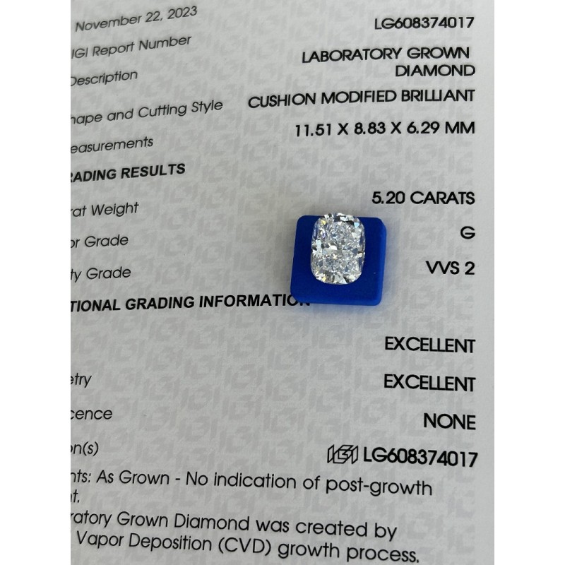 Ruif Jewelry Big Size 6-6.5ct Cushion IGI CVD Lab Grown Diamonds for DIY Jewelry Making Size Customizable