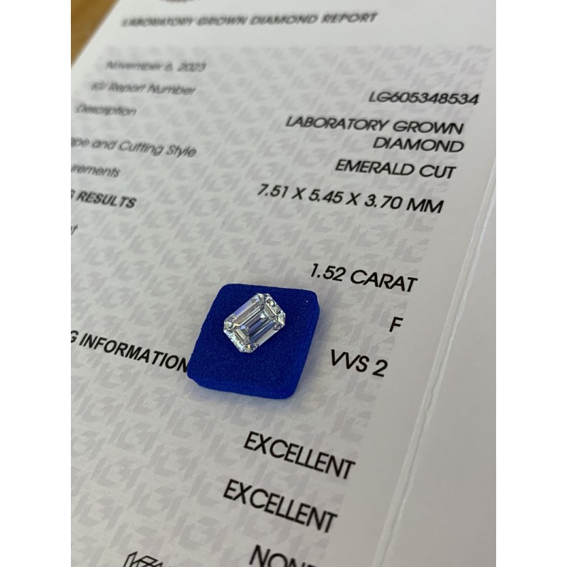 Pirmiana 1.52ct D VS1 Lab Grown Diamond Emerald Cut IGI Certificate CVDdiamond for Jewelry Making