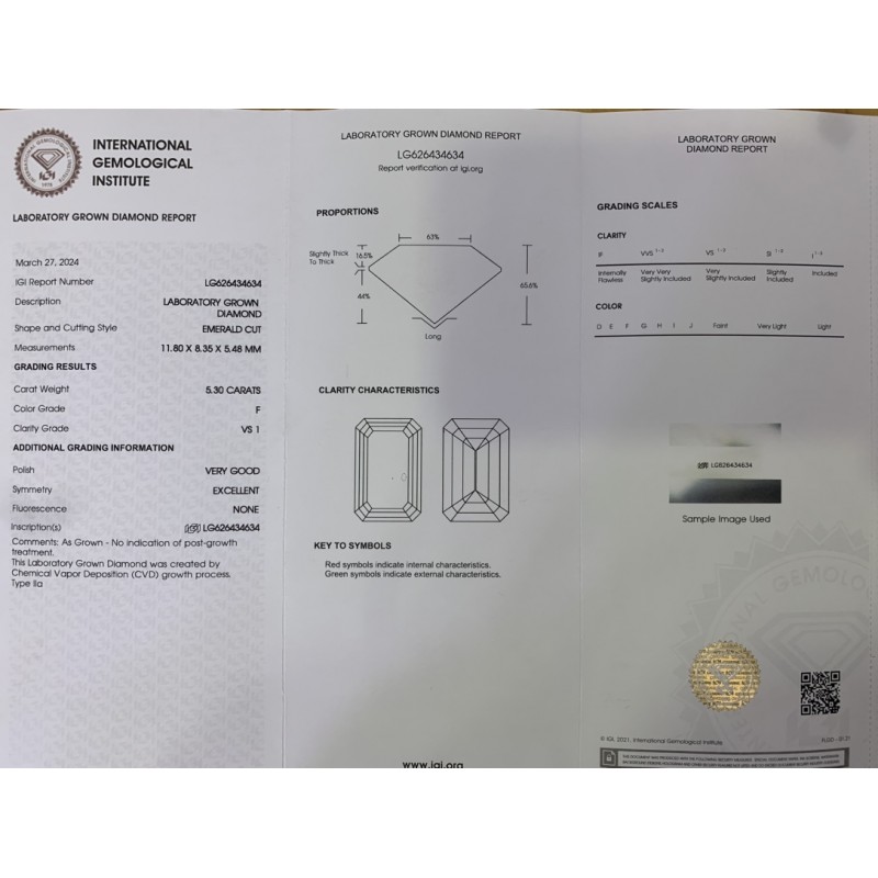 Ruif Jewelry CVD 5.30ct Emerald Cut  Lab Grown Diamond IGI Certificate Loose  Diamond for Jewelry Making