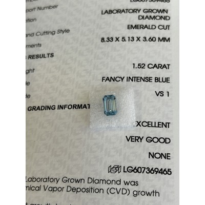 Ruif Jewelry New Fancy Blue 1.52ct Emerald Cut Lab Grown Diamond IGI Certificate CVDdiamond for Jewelry Making