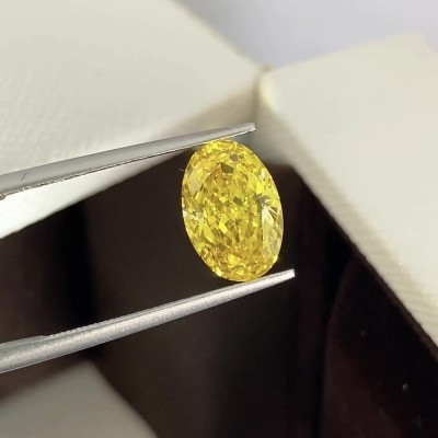 Ruif Jewelry Oval 2.19ct Fancy  Fancy Vivid Yellow Lab Grown Diamond HPHT Loose Diamond for Jewelry Making