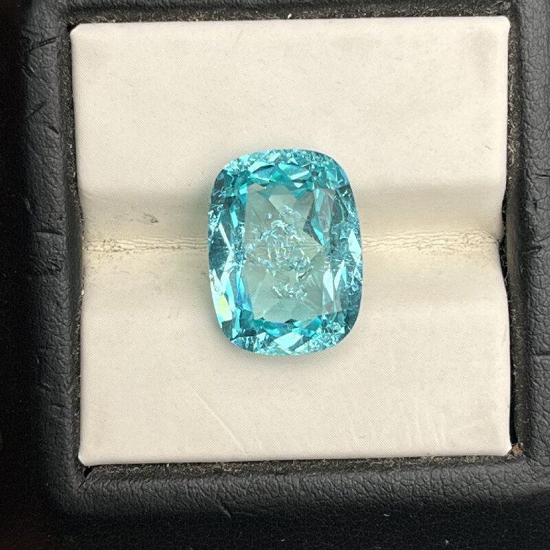 Ruif Jewelry Popular 12x16mm15.56ct Cushion Cut Lab Grown Paraiba Sapphire Loose Crushed Ice Cutting Semi-precious Stone Sales 
