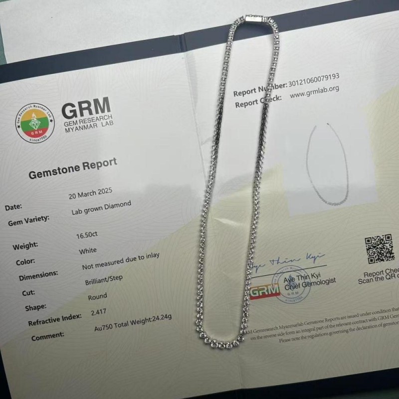 Ruif Jewelry Classic Design 18K White Gold HPHT Diamond Necklace luxe Jewelry for Party Wedding Gift