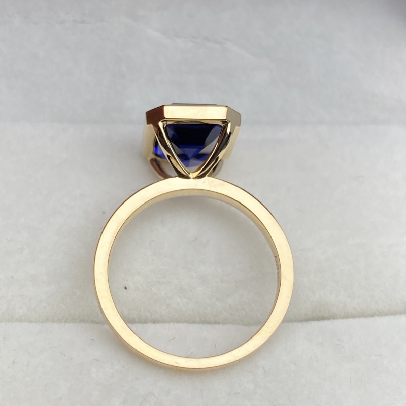 Ruif Jewelry Classic Design 18k Yellow Gold Lab Grown Gemstone Rings Royal Blue Aquamarine and Morganite Pink Sapphire Wedding Bands