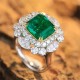 Ruif Jewelry Classic Design 18K White Gold 3.98ct Lab Grown Emerald Ring Gemstone Jewelry