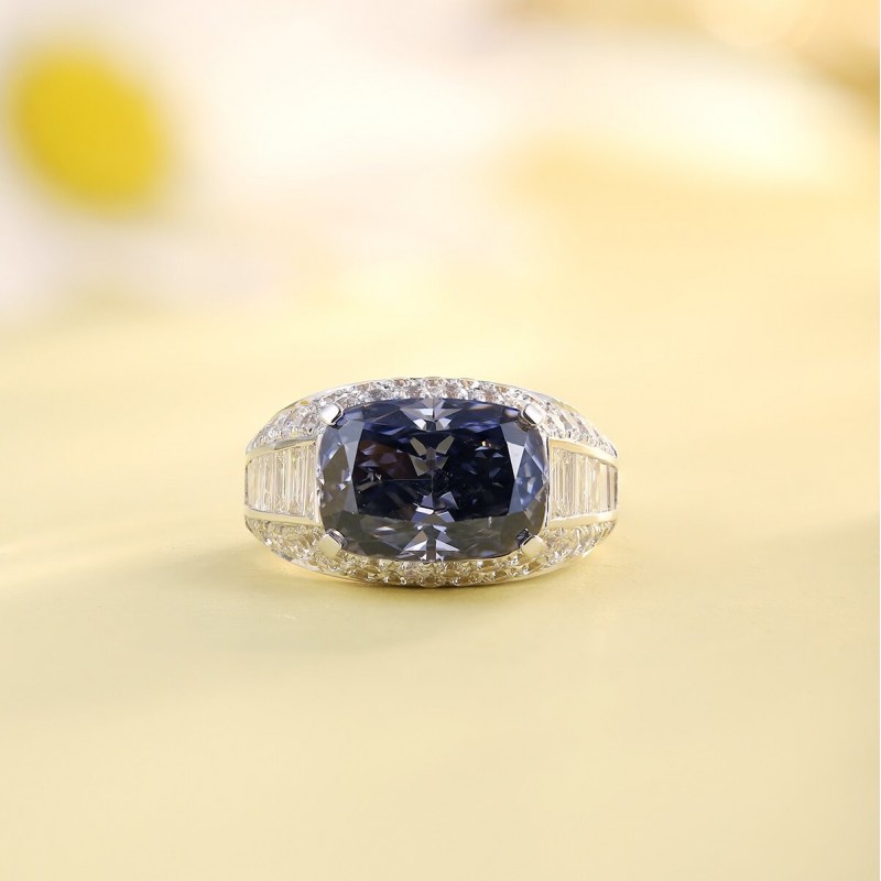 Ruif Jewelry Classic Design 18K gold 6.86ct Blue Color Simulated Diamond Ring Wedding Bands