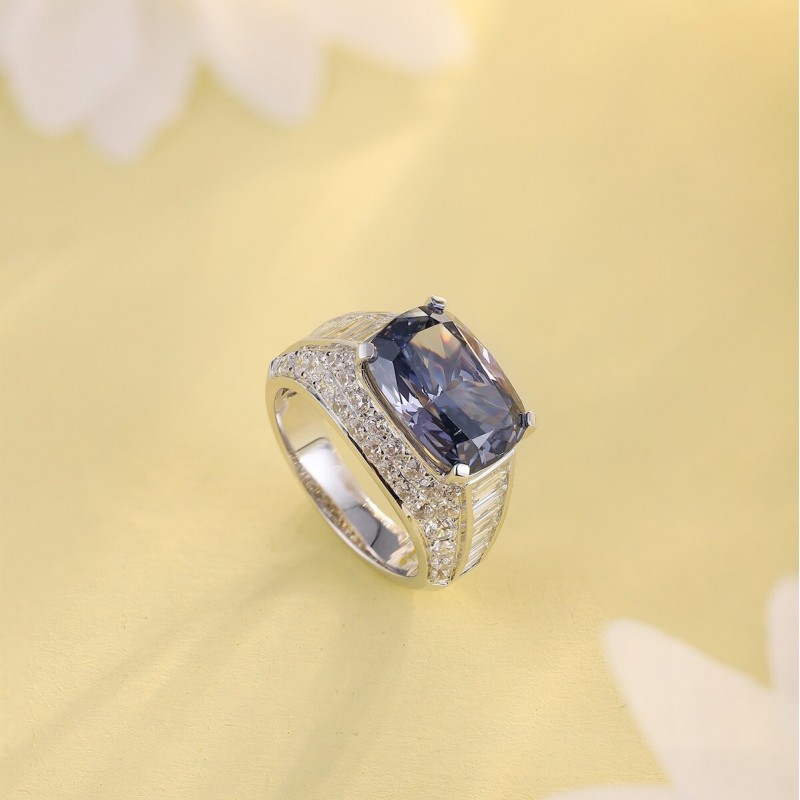 Ruif Jewelry Classic Design 18K gold 6.86ct Blue Color Simulated Diamond Ring Wedding Bands