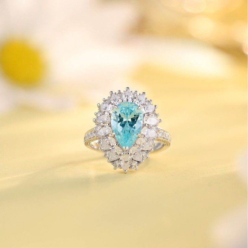 Ruif Jewelry Classic Design 18K gold 2.6ct Blue Color Simulated Diamond Ring Wedding Bands