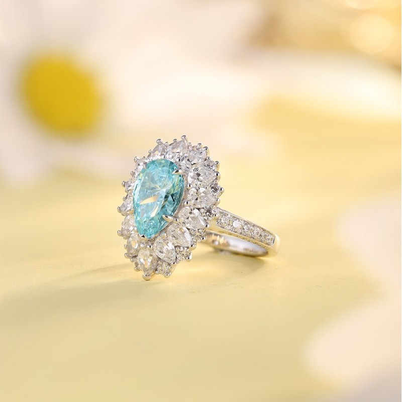 Ruif Jewelry Classic Design 18K gold 2.6ct Blue Color Simulated Diamond Ring Wedding Bands