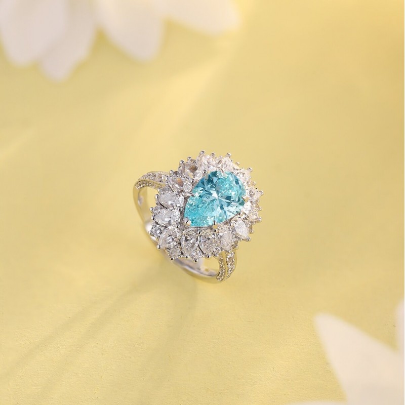 Ruif Jewelry Classic Design 18K gold 2.6ct Blue Color Simulated Diamond Ring Wedding Bands