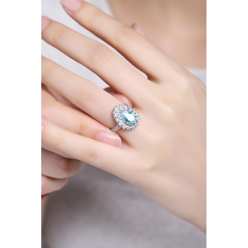 Ruif Jewelry Classic Design 18K gold 2.6ct Blue Color Simulated Diamond Ring Wedding Bands