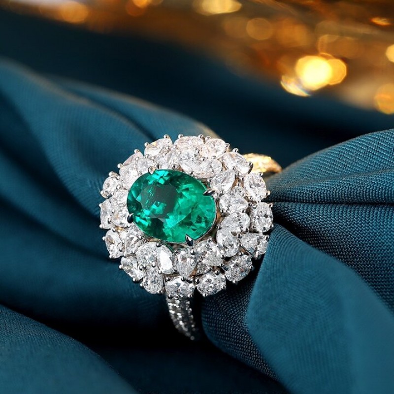 Ruif Jewelry Classic Design 18K White Gold 4.84ct Lab Grown Emerald Ring Gemstone Jewelry Ruif Jewelry Classic Design 18K White Gold 4.84ct Lab Grown Emerald Ring Gemstone Jewelry
