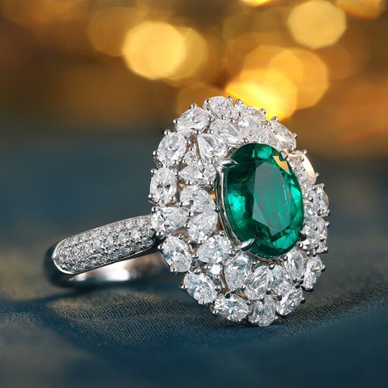 Ruif Jewelry Classic Design 18K White Gold 4.84ct Lab Grown Emerald Ring Gemstone Jewelry Ruif Jewelry Classic Design 18K White Gold 4.84ct Lab Grown Emerald Ring Gemstone Jewelry
