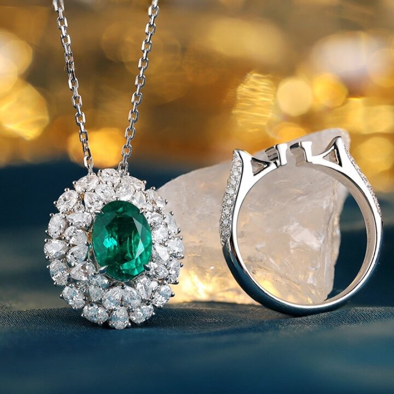 Ruif Jewelry Classic Design 18K White Gold 1.81ct Lab Grown Emerald/1.9ct Lab Grown Diamond Ring Gemstone Jewelry Ruif Jewelry Classic Design 18K White Gold 1.81ct Lab Grown Emerald/1.9ct Lab Grown Diamond Ring Gemstone Jewelry