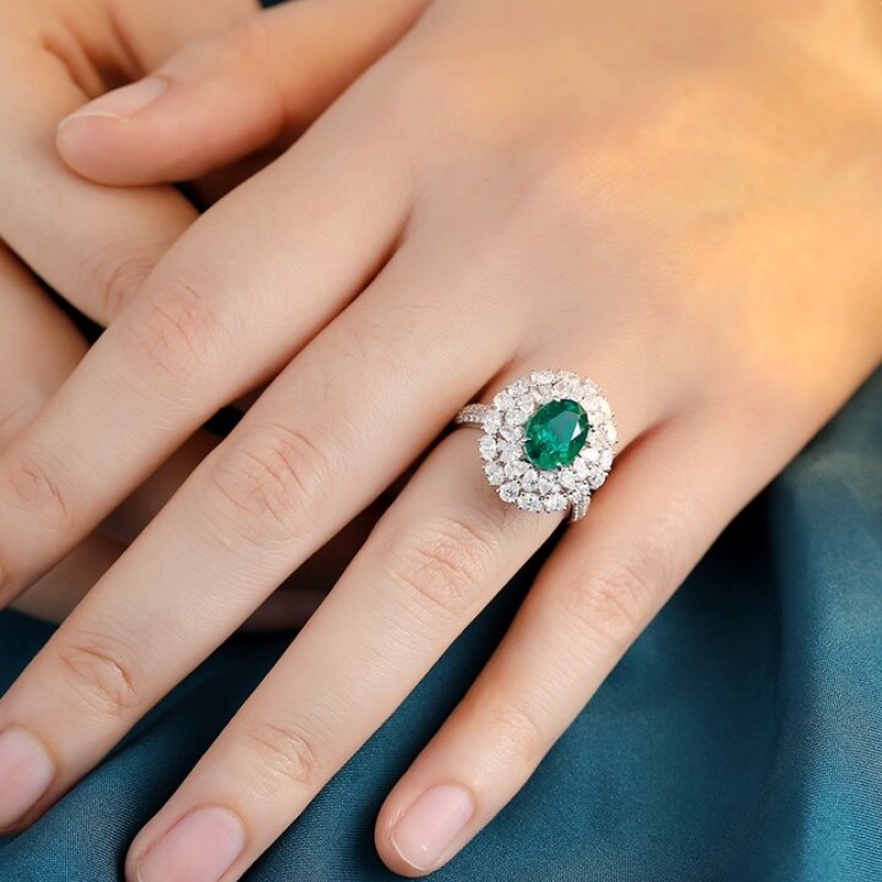Ruif Jewelry Classic Design 18K White Gold 1.81ct Lab Grown Emerald/1.9ct Lab Grown Diamond Ring Gemstone Jewelry Ruif Jewelry Classic Design 18K White Gold 1.81ct Lab Grown Emerald/1.9ct Lab Grown Diamond Ring Gemstone Jewelry
