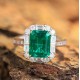 Ruif Jewelry Classic Design 18K White Gold 2.54ct Lab Grown Emerald Ring Gemstone Jewelry