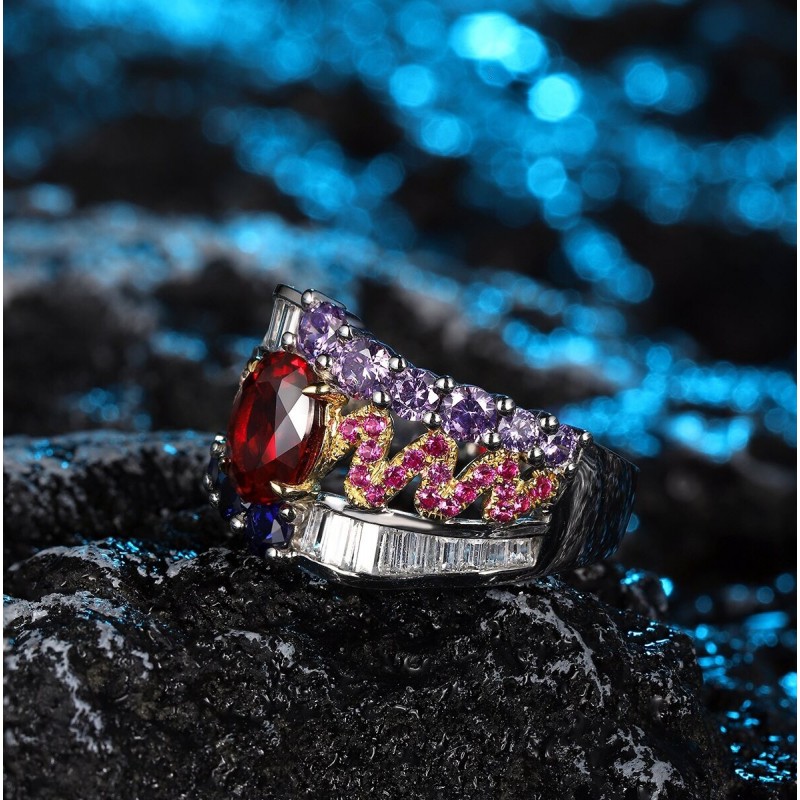 Ruif Jewelry Classic Design 18K White Gold 1.66ct Lab Grown Sapphire Ruby Ring Gemstone Jewelry