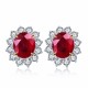 Ruif Jewelry Classic Design 18K White Gold 4.9ct Lab Grown Ruby Earrings  Hand Made Gemstone Jewelry