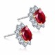 Ruif Jewelry Classic Design 18K White Gold 4.9ct Lab Grown Ruby Earrings  Hand Made Gemstone Jewelry