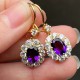 Ruif Jewelry Classic Design 18K Yellow Gold Natural Amethyst And Garnet Earrings  Hand Made Gemstone Jewelry for women gift