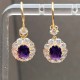 Ruif Jewelry Classic Design 18K Yellow Gold Natural Amethyst And Garnet Earrings  Hand Made Gemstone Jewelry for women gift