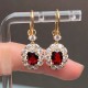 Ruif Jewelry Classic Design 18K Yellow Gold Natural Amethyst And Garnet Earrings  Hand Made Gemstone Jewelry for women gift