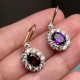Ruif Jewelry Classic Design 18K Yellow Gold Natural Amethyst And Garnet Earrings  Hand Made Gemstone Jewelry for women gift
