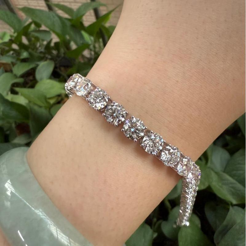Ruif Jewelry Classic Design18k white gold 1ct Each Round Shape Lab Grown Diamond Tennis Bracelet Gemstone Jewelry