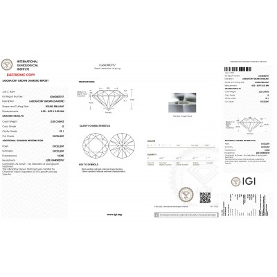 Ruif Jewelry 2.0ct D/E/F/G Color Round Shape CVD Lab Grown Diamonds With IGI Certificate  for DIY Jewelry Making Size Customizable