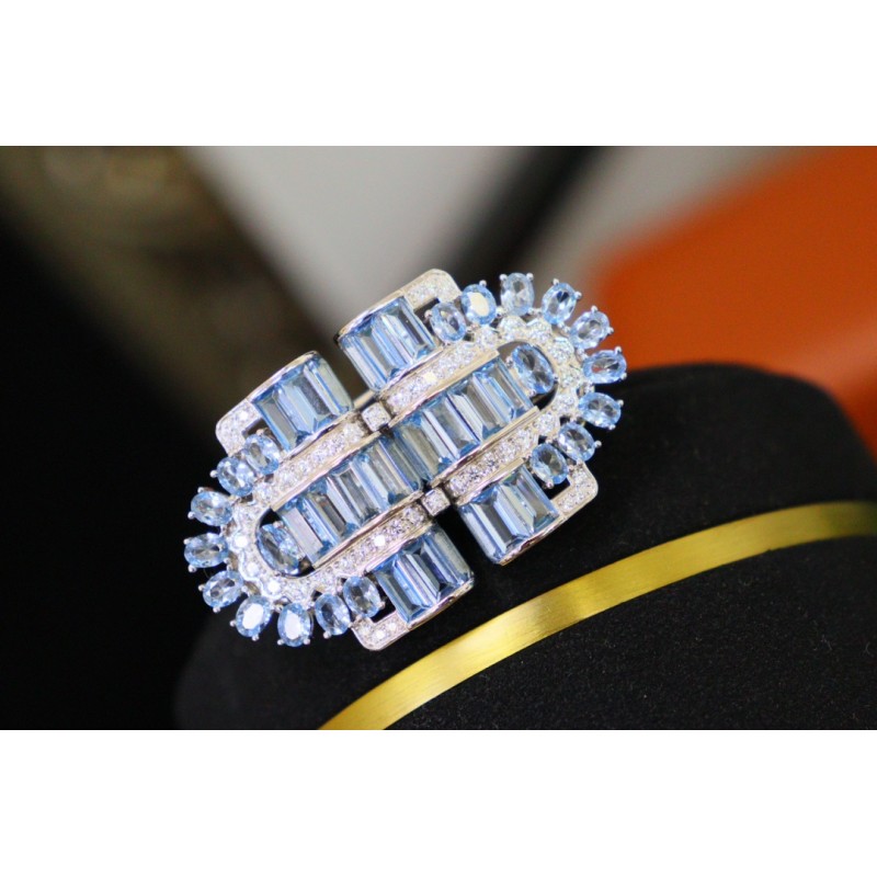 Ruif Jewelry 17x46mm Double clip brooch S925 Silver Cubic Zircona Brooch Fashion Jewelry Ruif Jewelry 17x46mm Double clip brooch S925 Silver Cubic Zircona Brooch Fashion Jewelry
