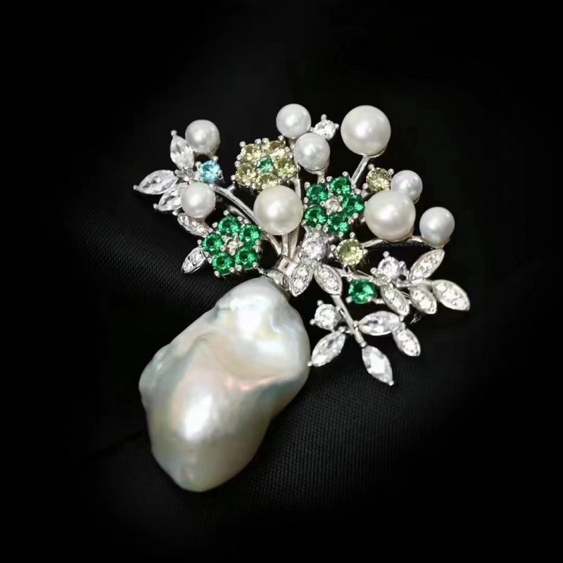 Ruif Jewelry Baroque Pearl Flower Cluster Brooch S925 Silver Brooch Women Jewelry Cubic Zircona Gemstone Fashion Jewelry Ruif Jewelry Baroque Pearl Flower Cluster Brooch S925 Silver Brooch Women Jewelry Cubic Zircona Gemstone Fashion Jewelry