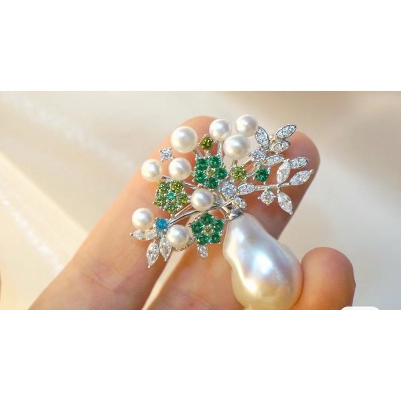 Ruif Jewelry Baroque Pearl Flower Cluster Brooch S925 Silver Brooch Women Jewelry Cubic Zircona Gemstone Fashion Jewelry Ruif Jewelry Baroque Pearl Flower Cluster Brooch S925 Silver Brooch Women Jewelry Cubic Zircona Gemstone Fashion Jewelry