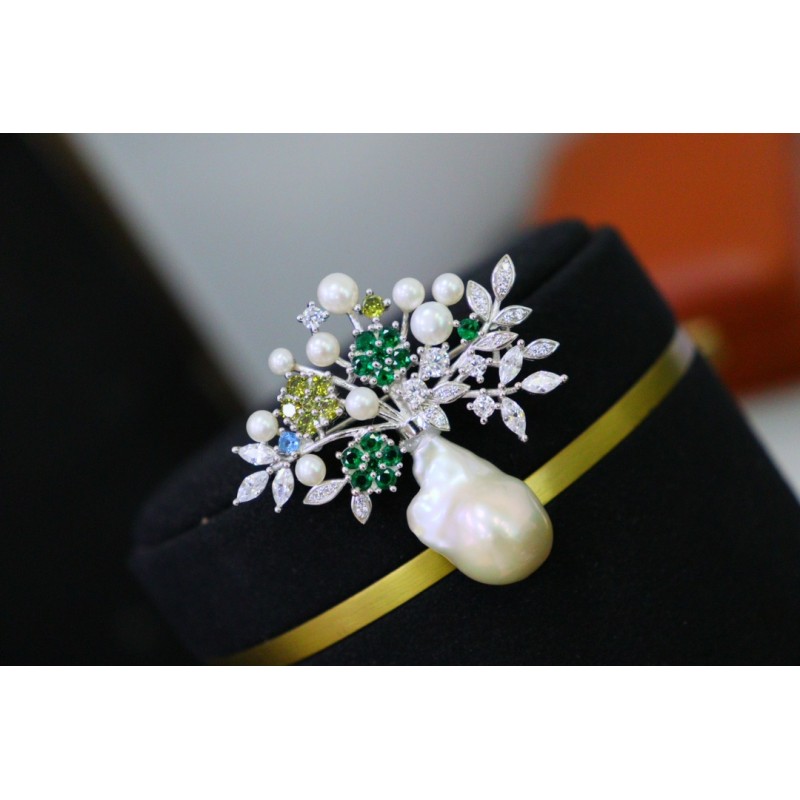 Ruif Jewelry Baroque Pearl Flower Cluster Brooch S925 Silver Brooch Women Jewelry Cubic Zircona Gemstone Fashion Jewelry Ruif Jewelry Baroque Pearl Flower Cluster Brooch S925 Silver Brooch Women Jewelry Cubic Zircona Gemstone Fashion Jewelry