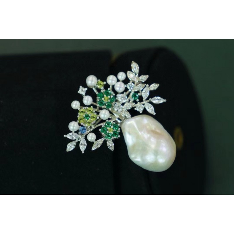Ruif Jewelry Baroque Pearl Flower Cluster Brooch S925 Silver Brooch Women Jewelry Cubic Zircona Gemstone Fashion Jewelry Ruif Jewelry Baroque Pearl Flower Cluster Brooch S925 Silver Brooch Women Jewelry Cubic Zircona Gemstone Fashion Jewelry