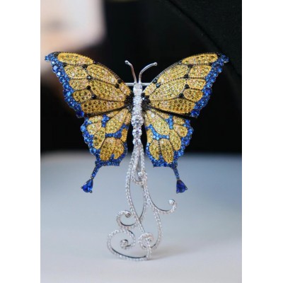 Ruif Jewelry 59x72mm Butterfly Brooch S925 Silver Brooch Cubic Zircona Gemstone Fashion Jewelry
