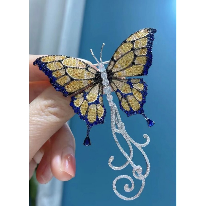Ruif Jewelry 59x72mm Butterfly Brooch S925 Silver Brooch Cubic Zircona Gemstone Fashion Jewelry Ruif Jewelry 59x72mm Butterfly Brooch S925 Silver Brooch Cubic Zircona Gemstone Fashion Jewelry