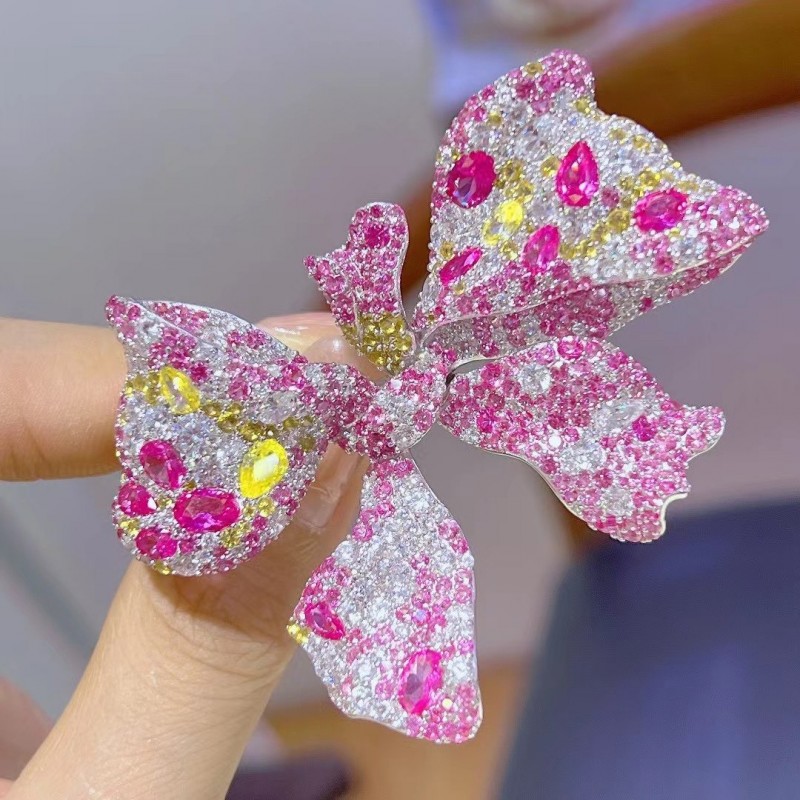Ruif Jewelry 40x68mm Pink/Blue Butterfly Brooch S925 Silver Brooch Cubic Zircona Gemstone Fashion Jewelry Ruif Jewelry 40x68mm Pink/Blue Butterfly Brooch S925 Silver Brooch Cubic Zircona Gemstone Fashion Jewelry