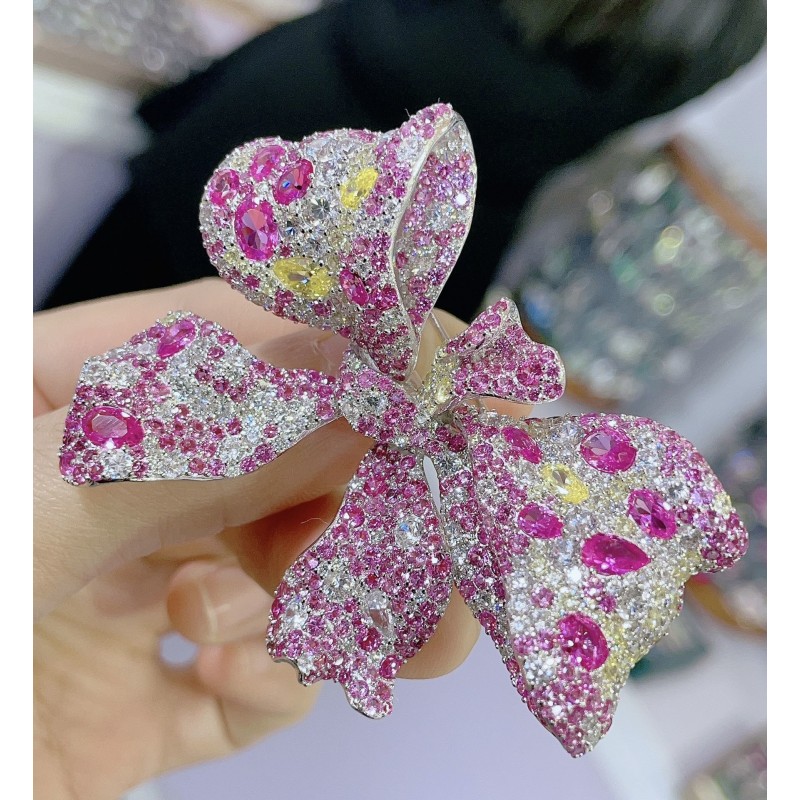 Ruif Jewelry 40x68mm Pink/Blue Butterfly Brooch S925 Silver Brooch Cubic Zircona Gemstone Fashion Jewelry Ruif Jewelry 40x68mm Pink/Blue Butterfly Brooch S925 Silver Brooch Cubic Zircona Gemstone Fashion Jewelry